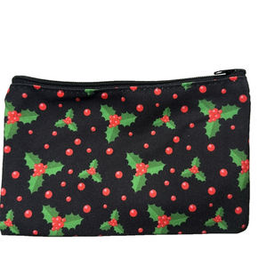 2/$10 Holiday Cosmetic Makeup Christmas Holly Bag